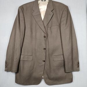 Joseph & Lyman Mens 44L Jacket Brown Cashmere Sport‎ Coat Three-Button Front